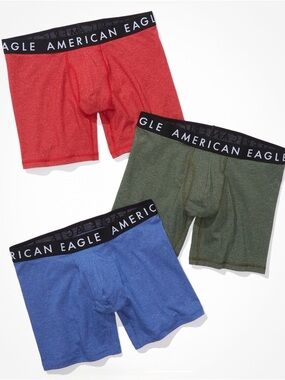 American Eagle Outfitters 3-Pack Boxer Briefs - Red, Olive, Blue Size Small NWT
